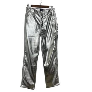 Scoop pants trousers slacks Stove Pipe women's 8 metallic silver straight leg